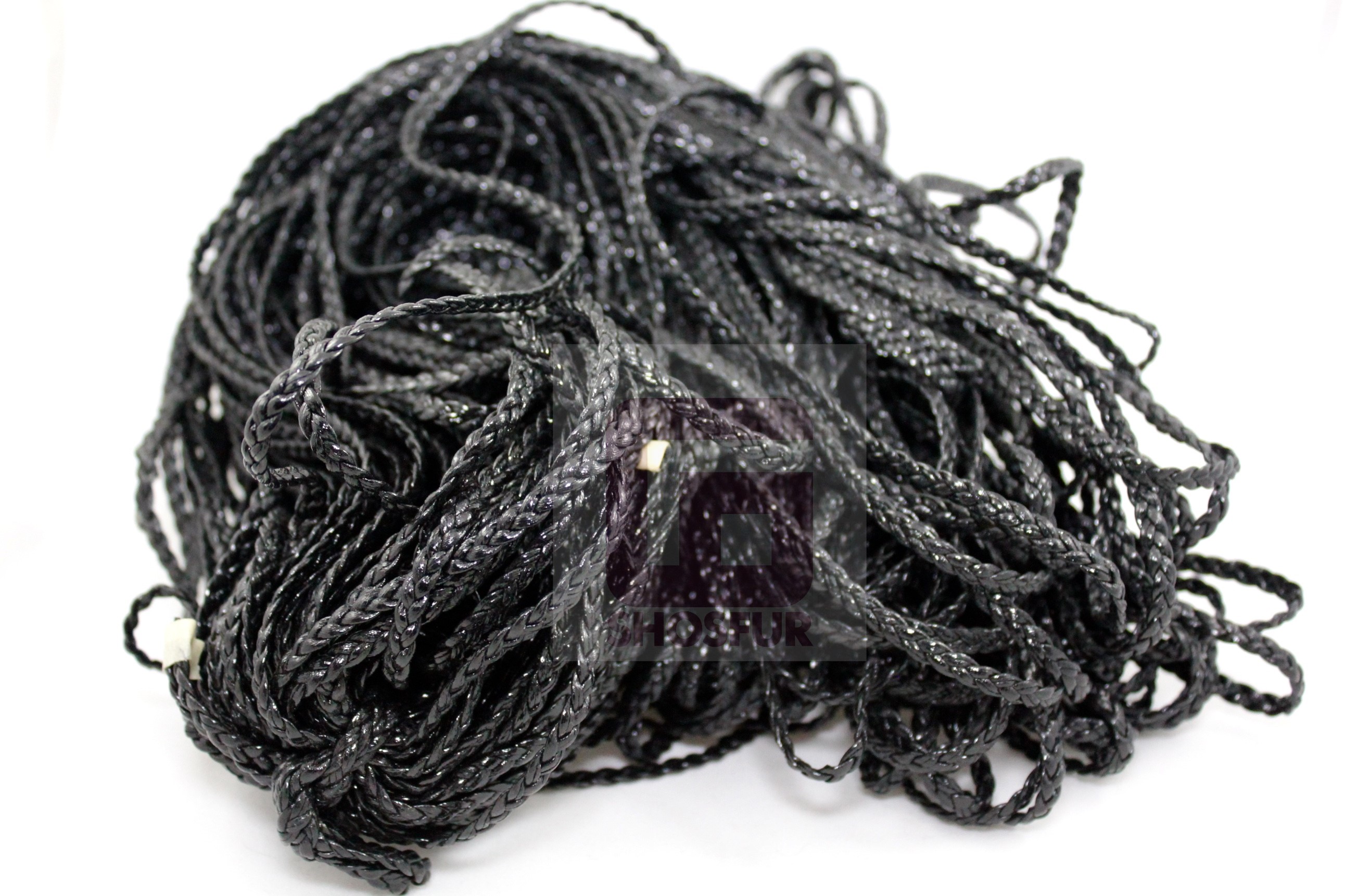 Шнур из искусственной кожи плетеный черный (46м)